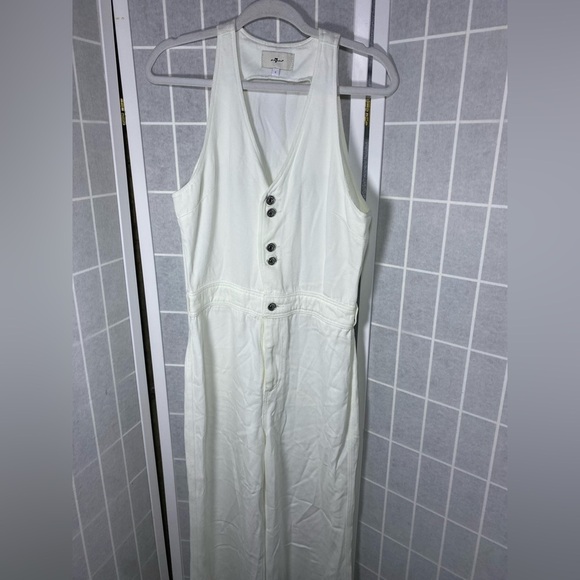7 For All Mankind Pants - 7 For All Mankind White Wide Leg Taloired Sleeveless Jumpsuit
